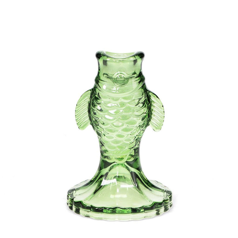 Glass Candlestick - Green Fish