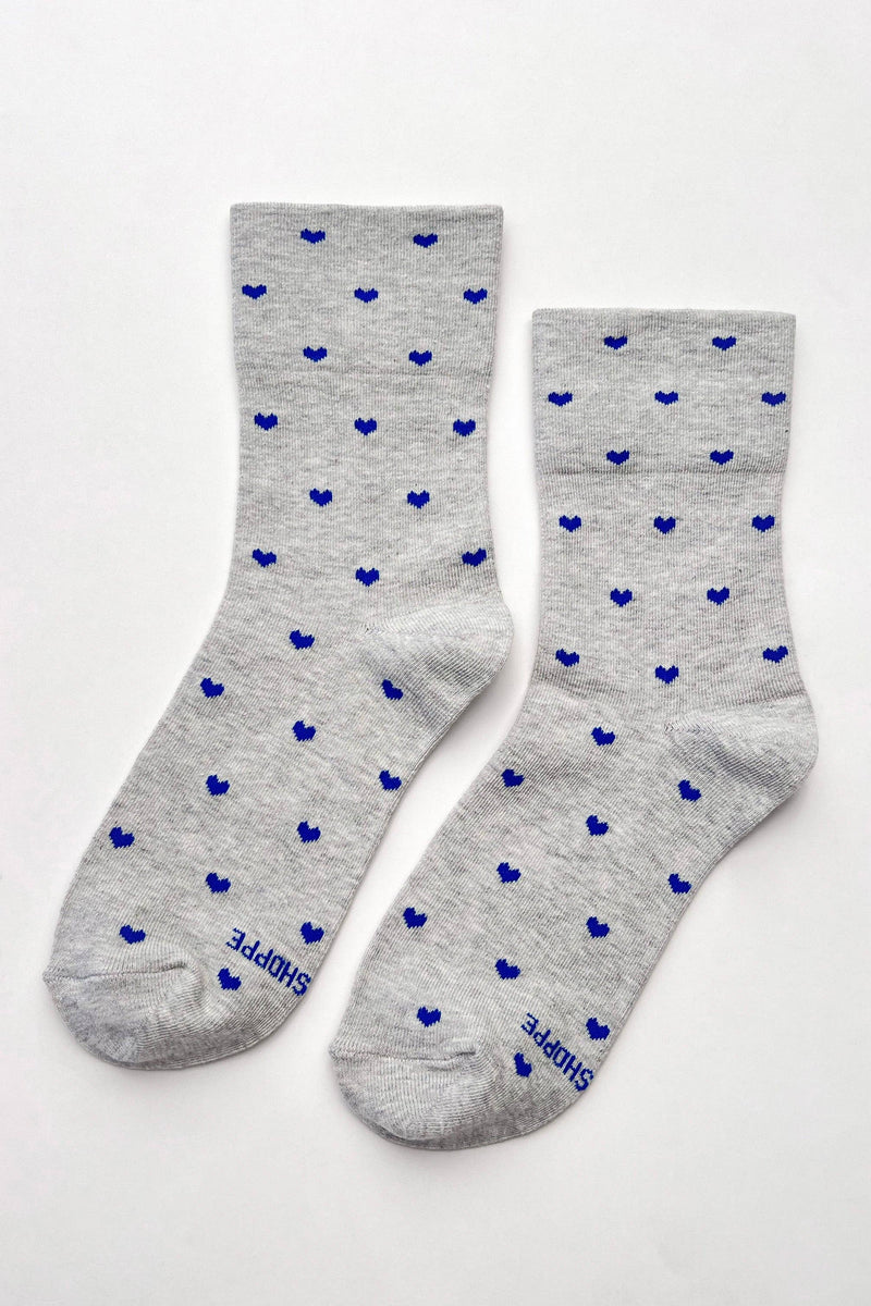 Heart Sneaker Socks- White/ Red