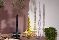 Glass Taper Candle Holder - Pear Green