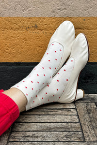 Polka Dot Sneaker Socks - Cacao/ Blue