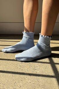 Ruffled Hugger Crew Socks - Vintage Pink/ Black