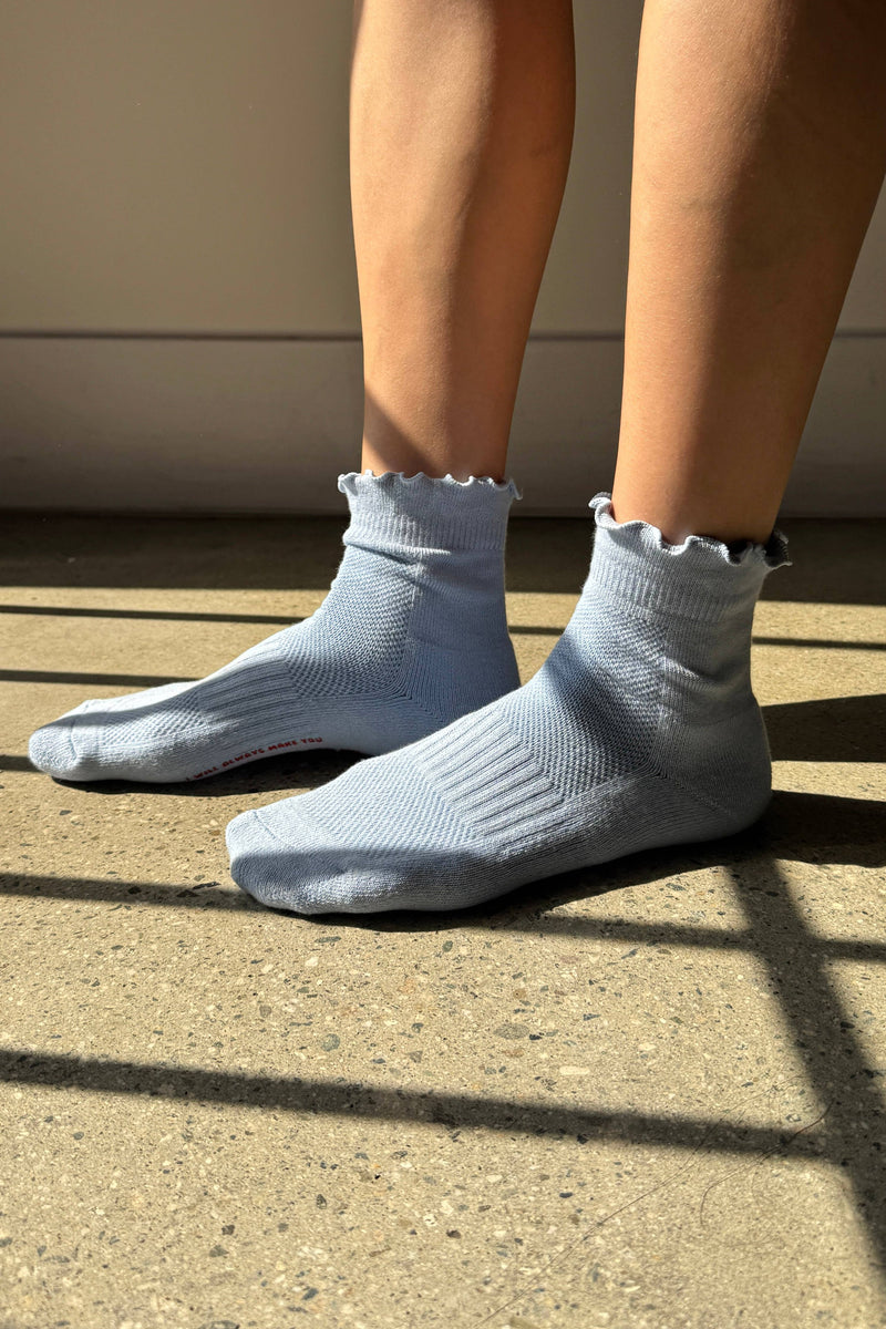 Ruffled Hugger Crew Socks - Vintage Pink/ Black