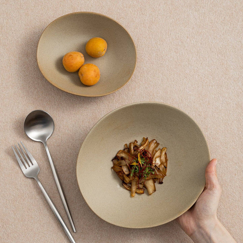 Gohobi Japanese Ceramic Irregular Salad Bowl: 8.5 inch
