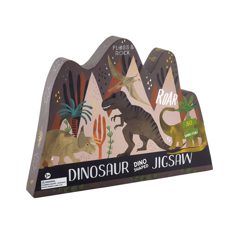 Floss and Rock - UK - Dino 80pc "Dino" Shaped Jigsaw with Shaped Box