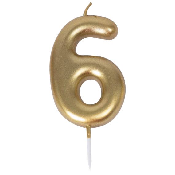 Gold Number 6 Candle