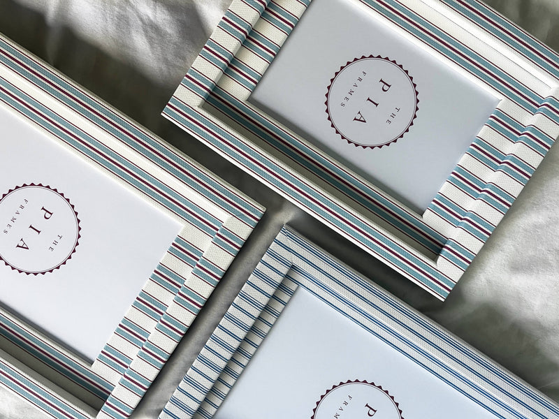 Sky & Scarlet Tailor Stripe Frame: 10x8in (7x5in)