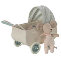 Pram with Baby Mouse - Mint