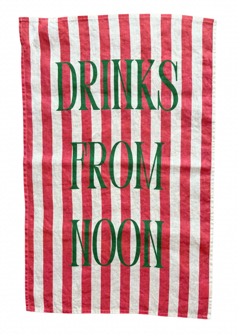 Drinks from Noon - Tennis Set Linen Teatowel