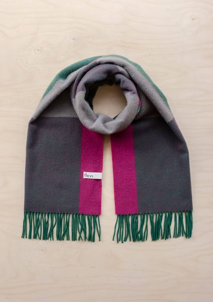 Lambswool Oversized Scarf in Block Jacquard