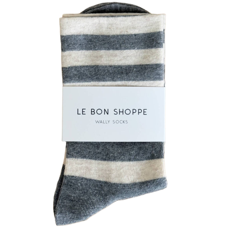 Wally Socks - Wide/Grey Stripe