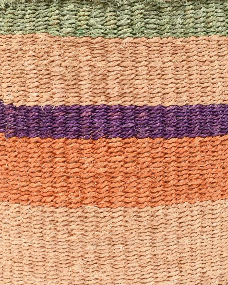 The Basket Room - RELI: Orange, Purple & Green Stripe Woven Storage Basket: M / Orange / Striped