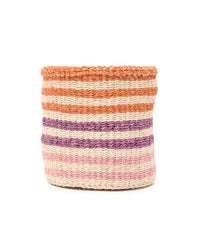 The Basket Room - SAFIRI: Orange, Pink & Purple Stripe Woven Storage Basket: M / Orange / Striped