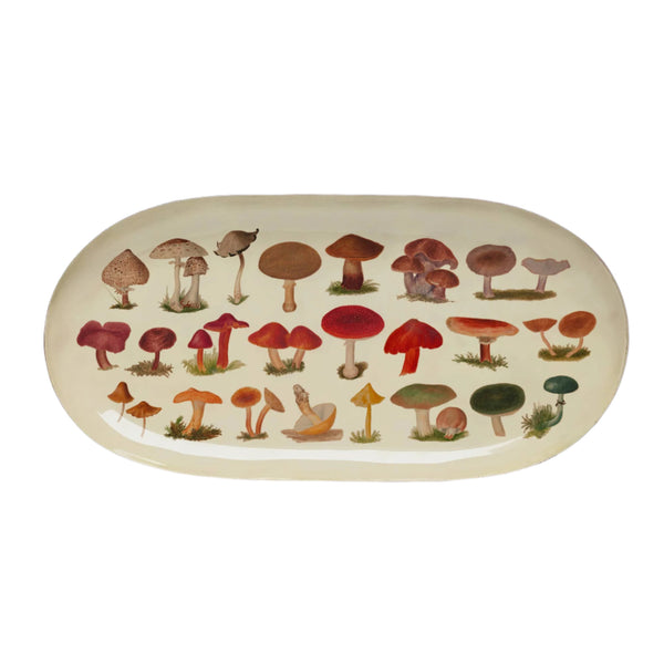 Oval Enamel Tray - Fungi