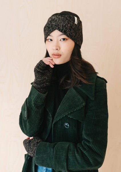 Cashmere & Merino Wrist Warmers in Black Fleck