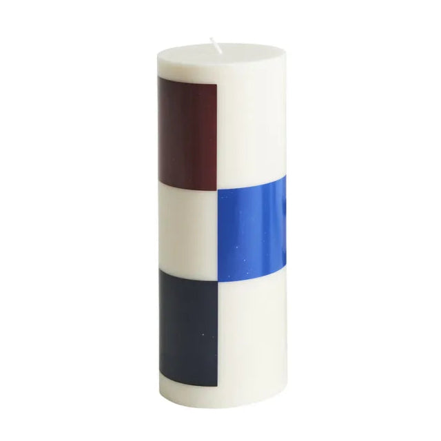 Large Column Candle - Brown/Black/Blue