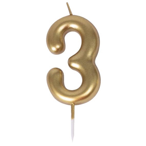 GOLD NUMBER 3 CANDLE