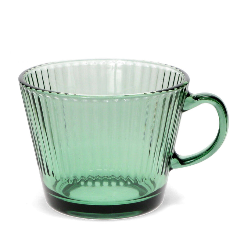 Retro Ribbed Glass Mug - Green