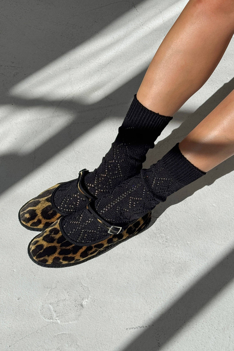 Modal Eyelet Socks - Jet Black