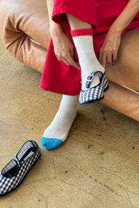 Colour Block Girlfriend Socks - Blue Red