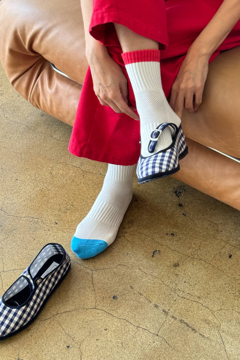 Colour Block Girlfriend Socks - Blue Red