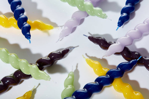 Spiral Taper Candles - 3 Pack - Navy