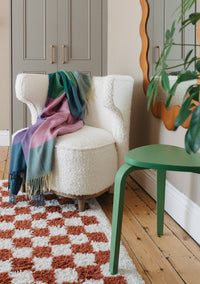 Lambswool Blanket in Teal Frame Check