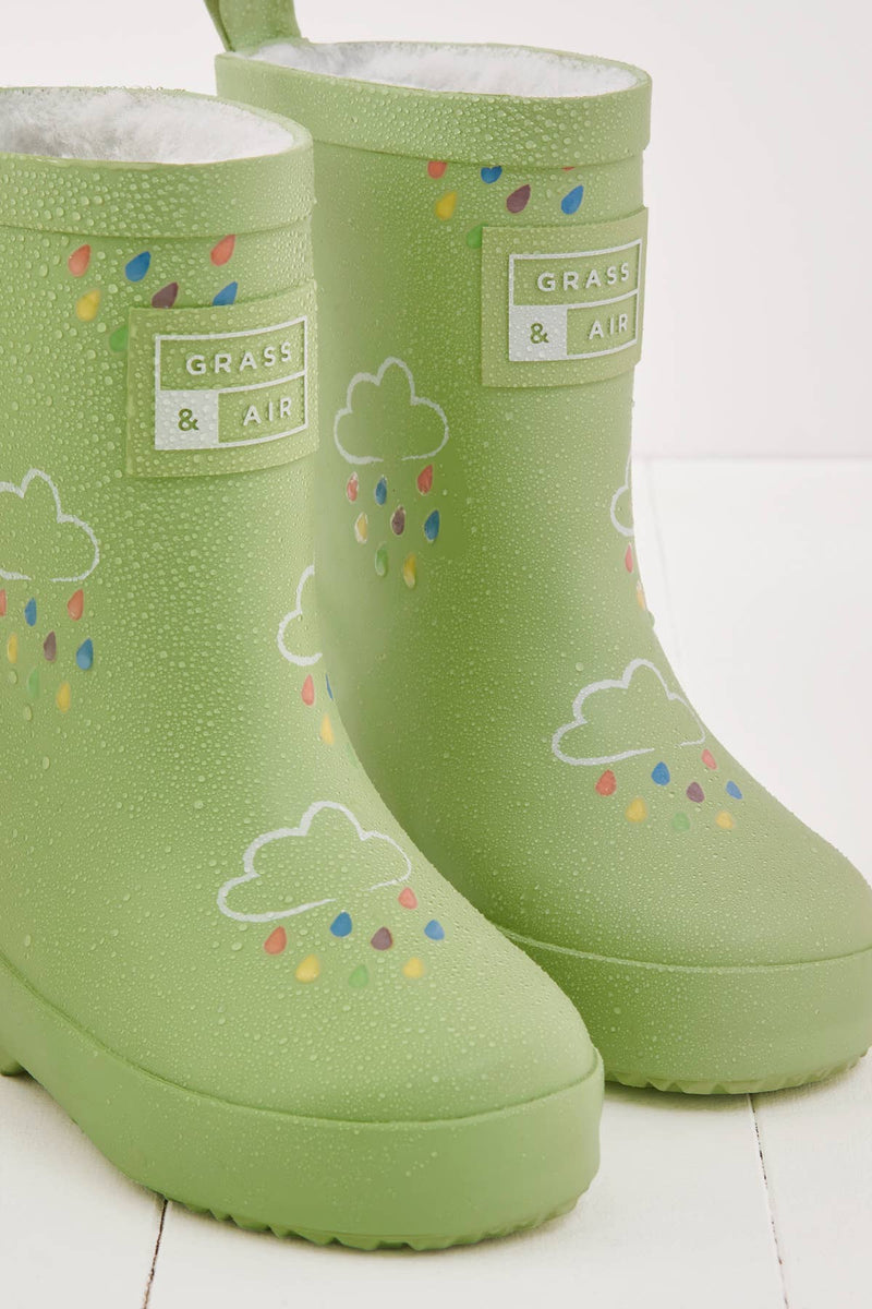 Grass & Air - Glacial Green Colour-Changing Kids Wellies: UK12
