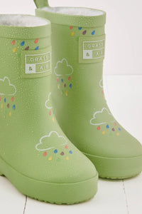 Grass & Air - Glacial Green Colour-Changing Kids Wellies: UK10