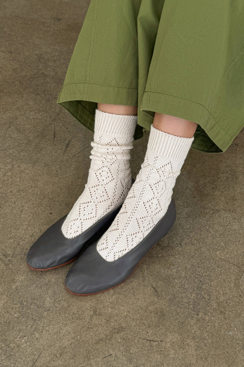 Modal Eyelet Socks - Oyster