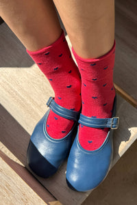 Heart Sneaker Socks- White/ Red