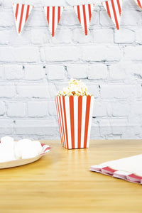 RED AND WHITE POPCORN BOXES X 8