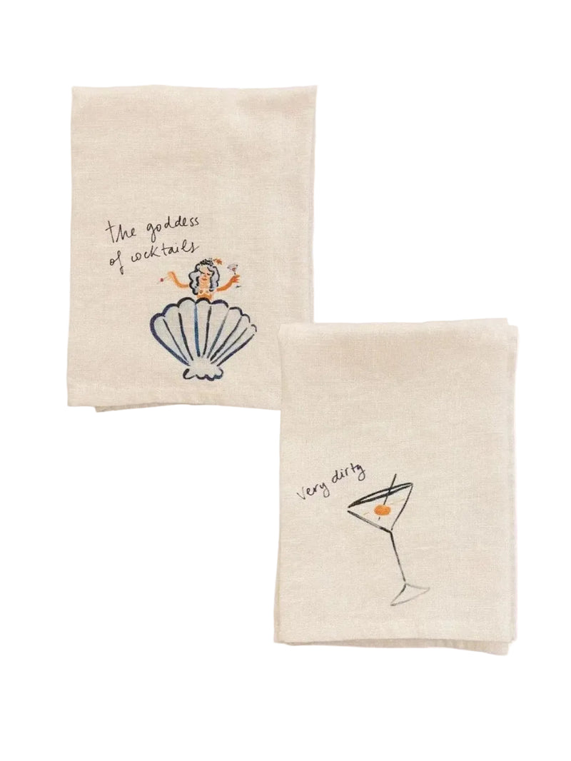 Very Dirty / The Goddess of Cocktails - Set of Two Linen Napkins