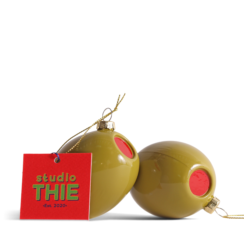 Olive Glass Decoration, 7cm