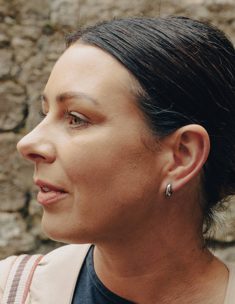 Small Leverback Bold Hoop Earrings - Silver