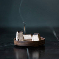 Gohobi Handmade Japanese Style Incense Holder – Zen Ceramic Incense Plug Tray: 3 mud houses