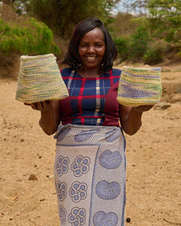 The Basket Room - ZAIDI: Lavender, Green & Yellow Tie-Dye Woven Storage Basket: M / Purple / Tie-Dye