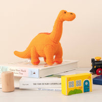 Knitted Orange Diplodocus Toy