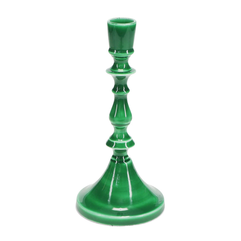 Enamel candlestick (19cm) - Dark green