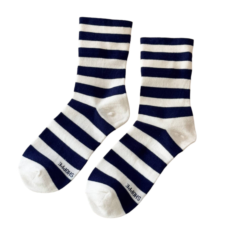 Wally Socks - Wide / Navy Stripe
