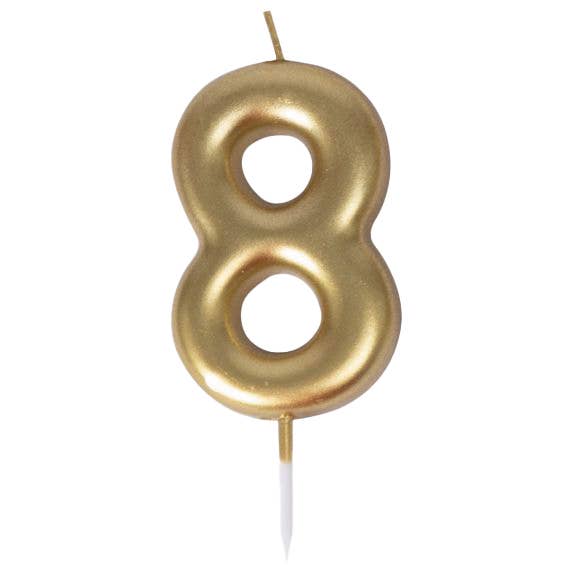 Gold Number 8 Candle