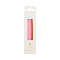 Long Pink and Gold Birthday Candles | 16 Pack |