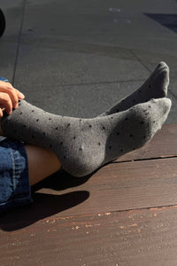Polka Dot Sneaker Socks - Cacao/ Blue