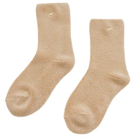 Embroidered Cloud Socks - French Vanilla & Gold Heart