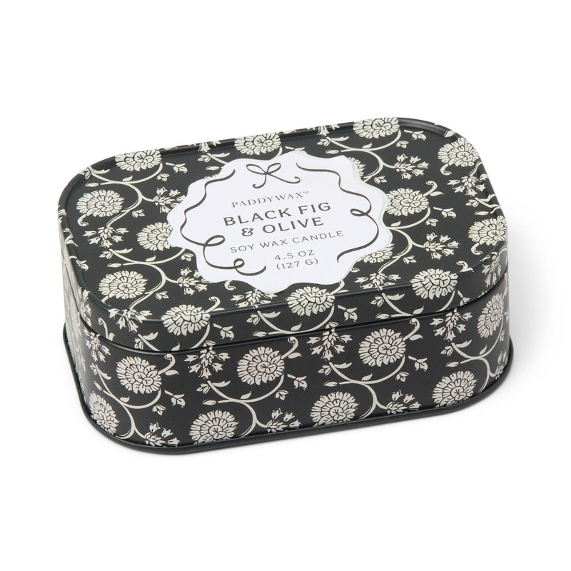 Cherie Printed Tin Candle - Black Fig & Olive