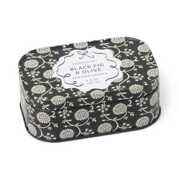 Cherie Printed Tin Candle - Black Fig & Olive