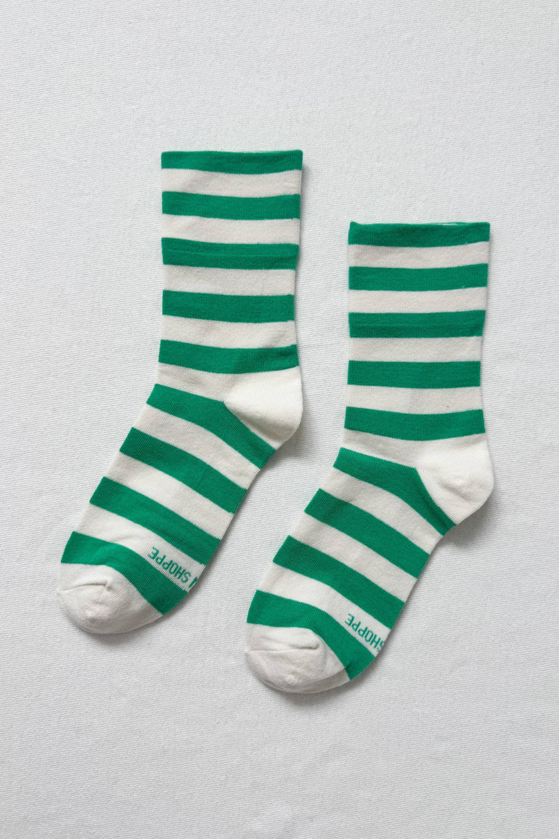 Wally Socks - Wide / Green Stripe