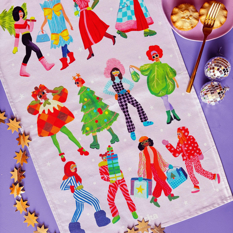 12 Slays of Christmas Tea Towel