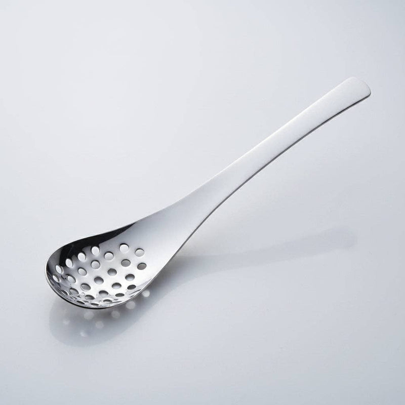 Tsubame Mirror Polished Stainless Steel Slotted Renge Spoon 18cm
