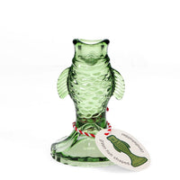 Glass Candlestick - Green Fish