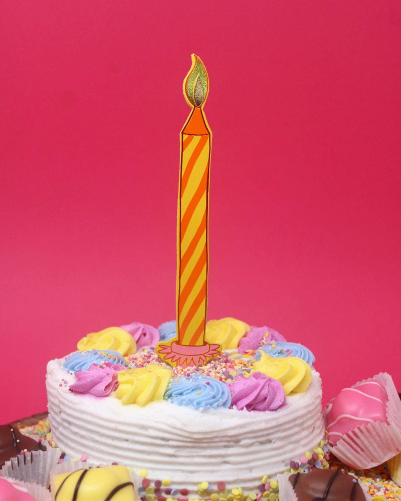 Birthday Candle Bookmark - Peach/Red